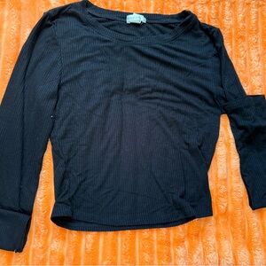 Bozzolo Charcoal Ribbed Knit Top